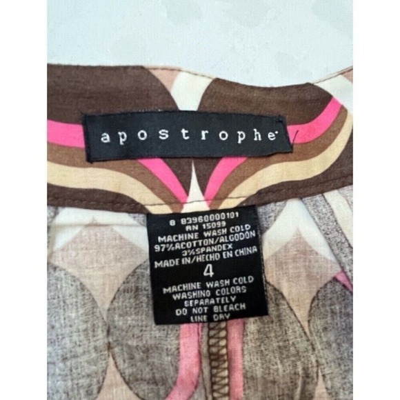 Apostrophe Skirt Size 4 A-Line Fit And Flare Brown Pink Geometric - Picture 4 of 9